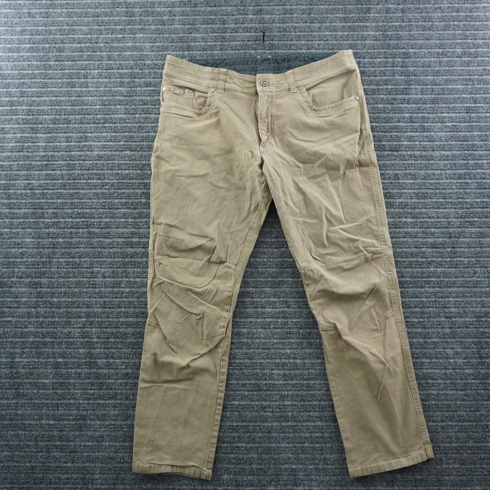 Kuhl Kanvus Jean Mens 38x32 Khaki Tan Articulated Knee Vintage‎ Patina Dye